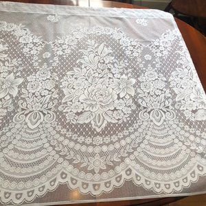 White Lace Curtain with Flowers
